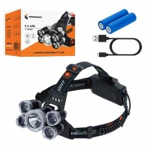 Latarka czołowa akumulatorowa 5 x LED VERGIONIC